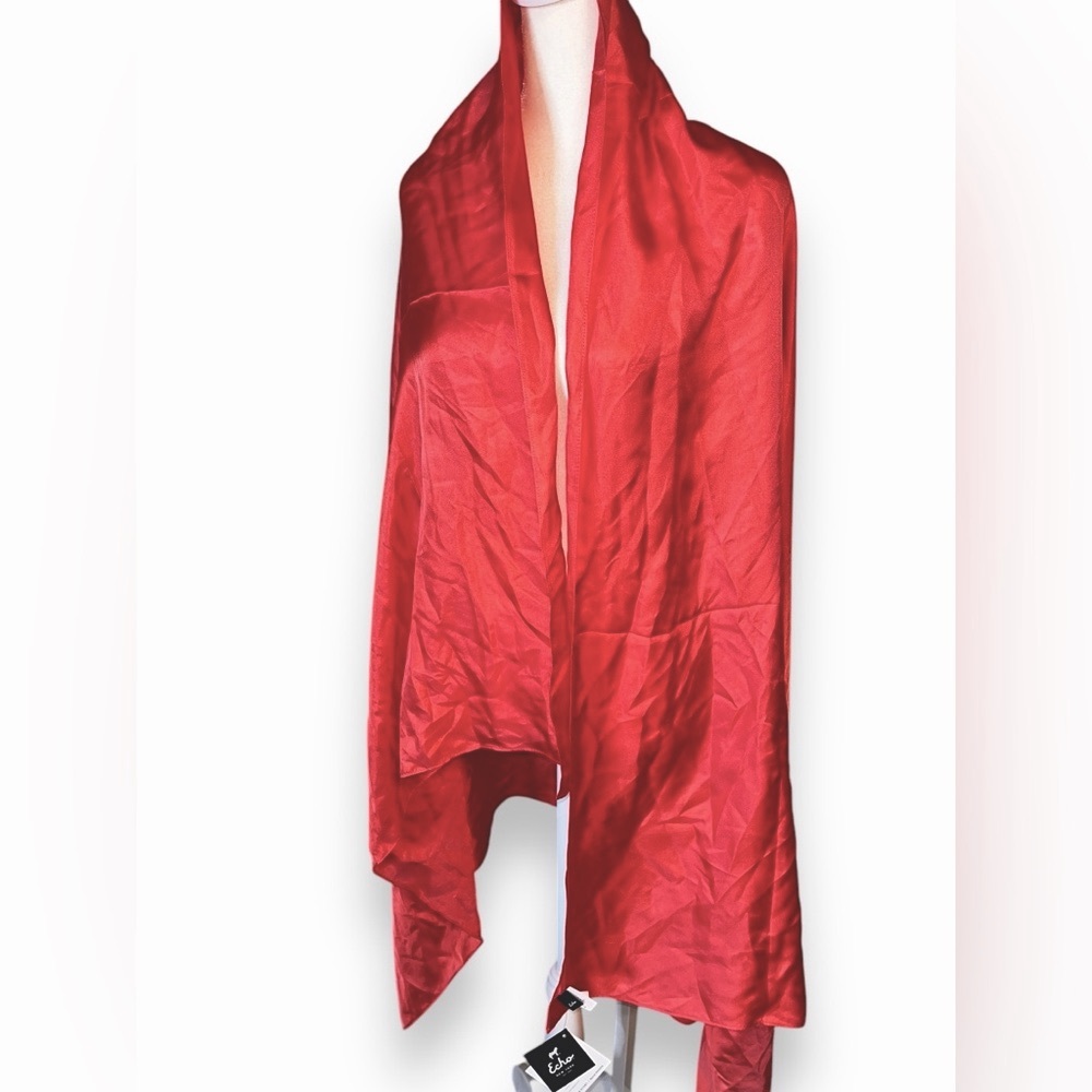 Echo Oversized Silk Scarf Coral 9x69 - Picture 6 of 11
